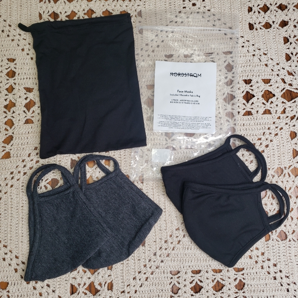 Nordstrom kids 4 face masks in set 5-10 years